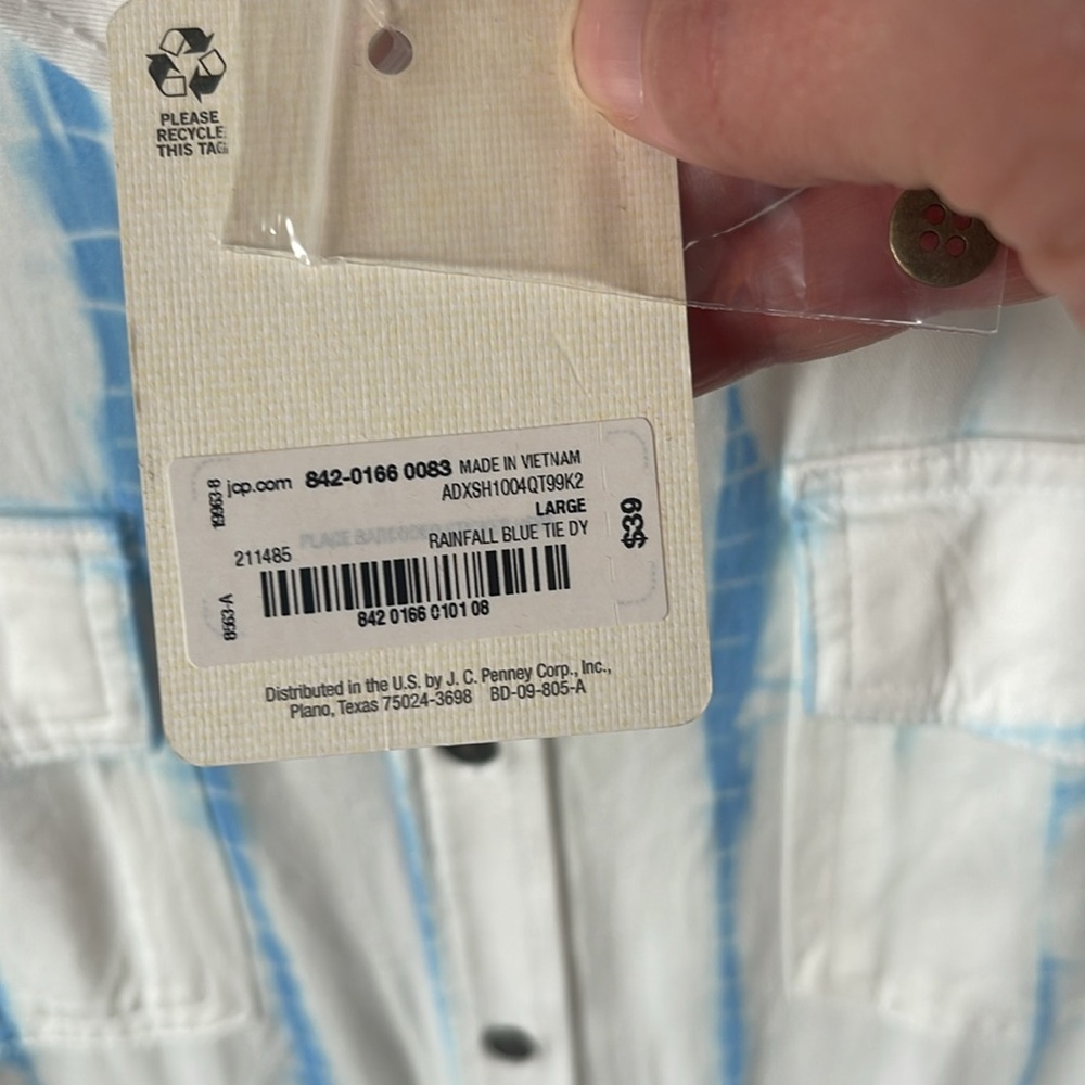 Woman’s Blouse…white with blue tye dye - Picture 6 of 7